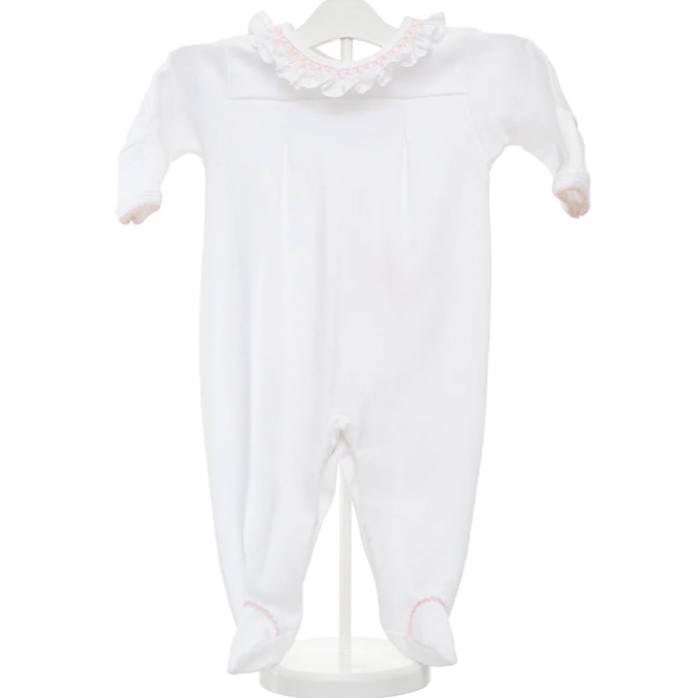 Nora Layette Baby Lucy Cotton Footie with smocked collar- new w/o tags.